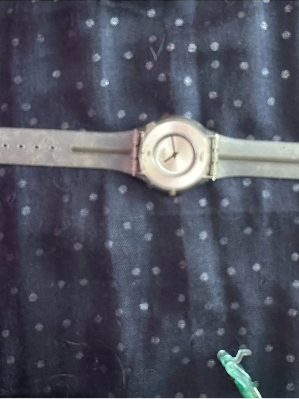 Swatch Silver Dial Transparent Case Watch with Light Beige Strap